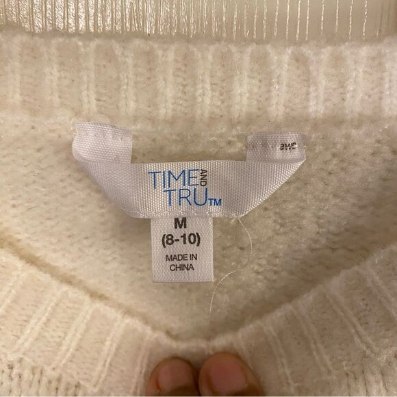 Time and Tru Women's Sweater - Cream with Multicolor Pattern - Picture 5 of 7
